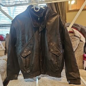 Men's Black Leather Bomber Jacket - Classic Hooded Style